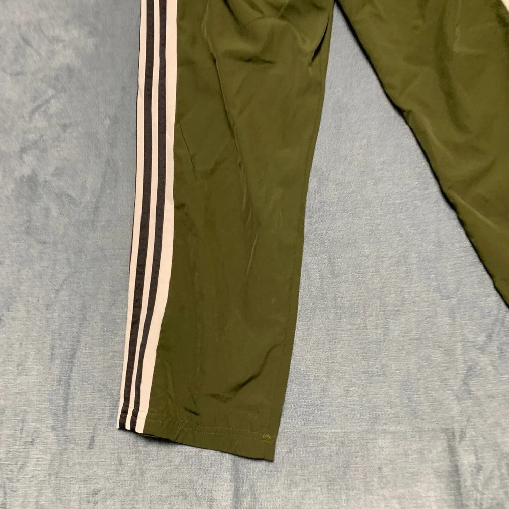 Adidas Track Pants Mens XL Green 3 Stripes Performance Gym Drawstring Waist